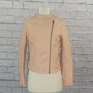 Muubaa Leather Light Pink Moto Jacket 4